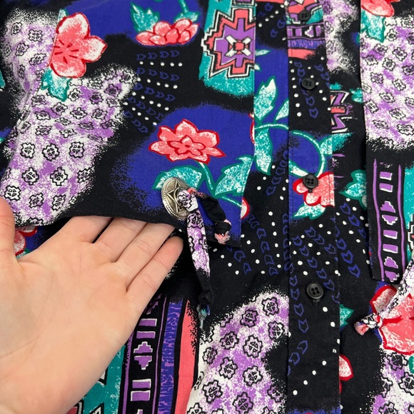 Vintage Frontier Series Western Shirt With Conch Detail Bright Colorful - Picture 4 of 8